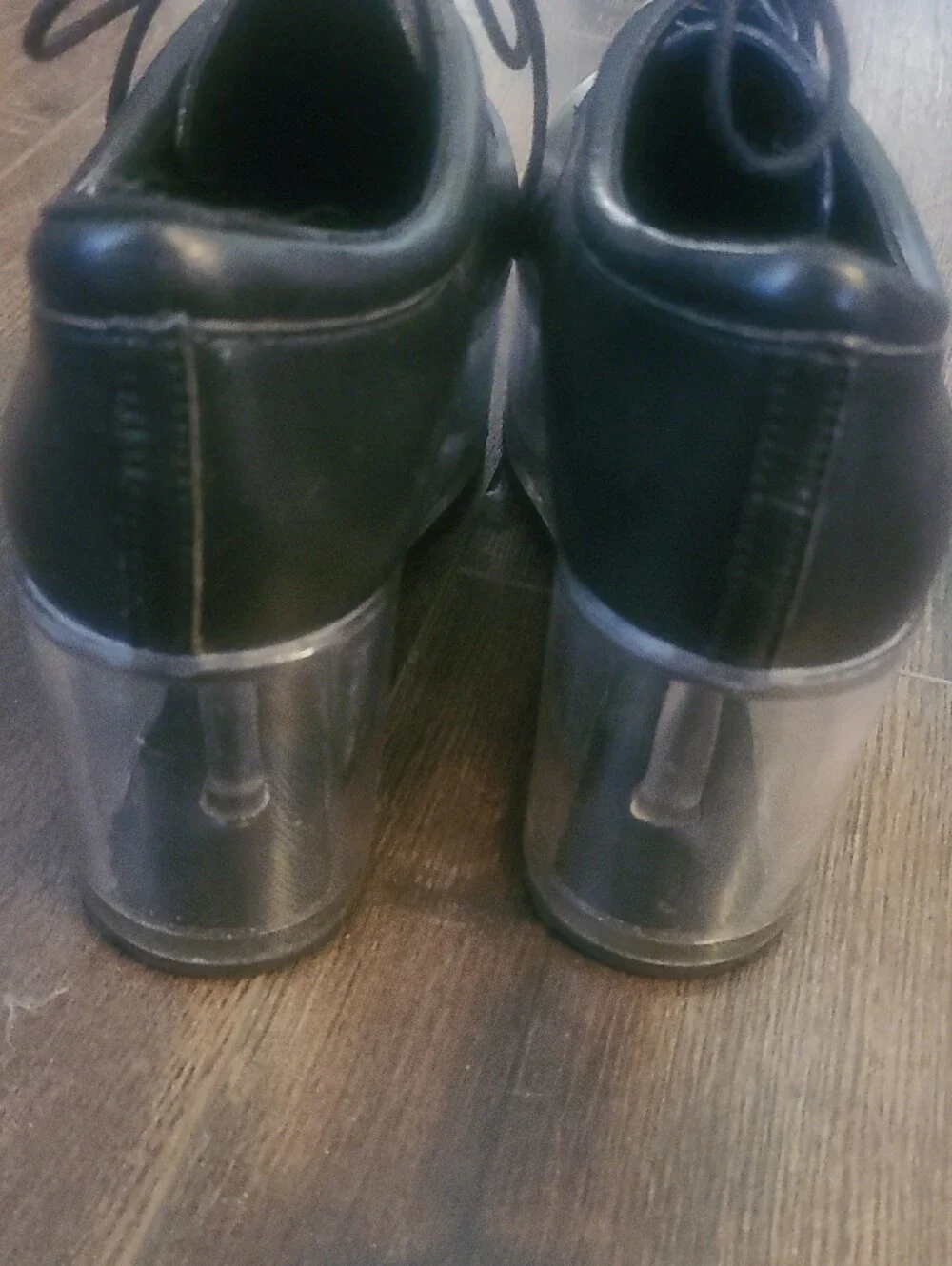 Women's Black Platform Lace-Up Shoes with Clear Soles